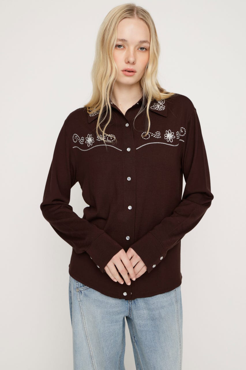 WESTERN STUDS KNIT シャツ BRN FREE