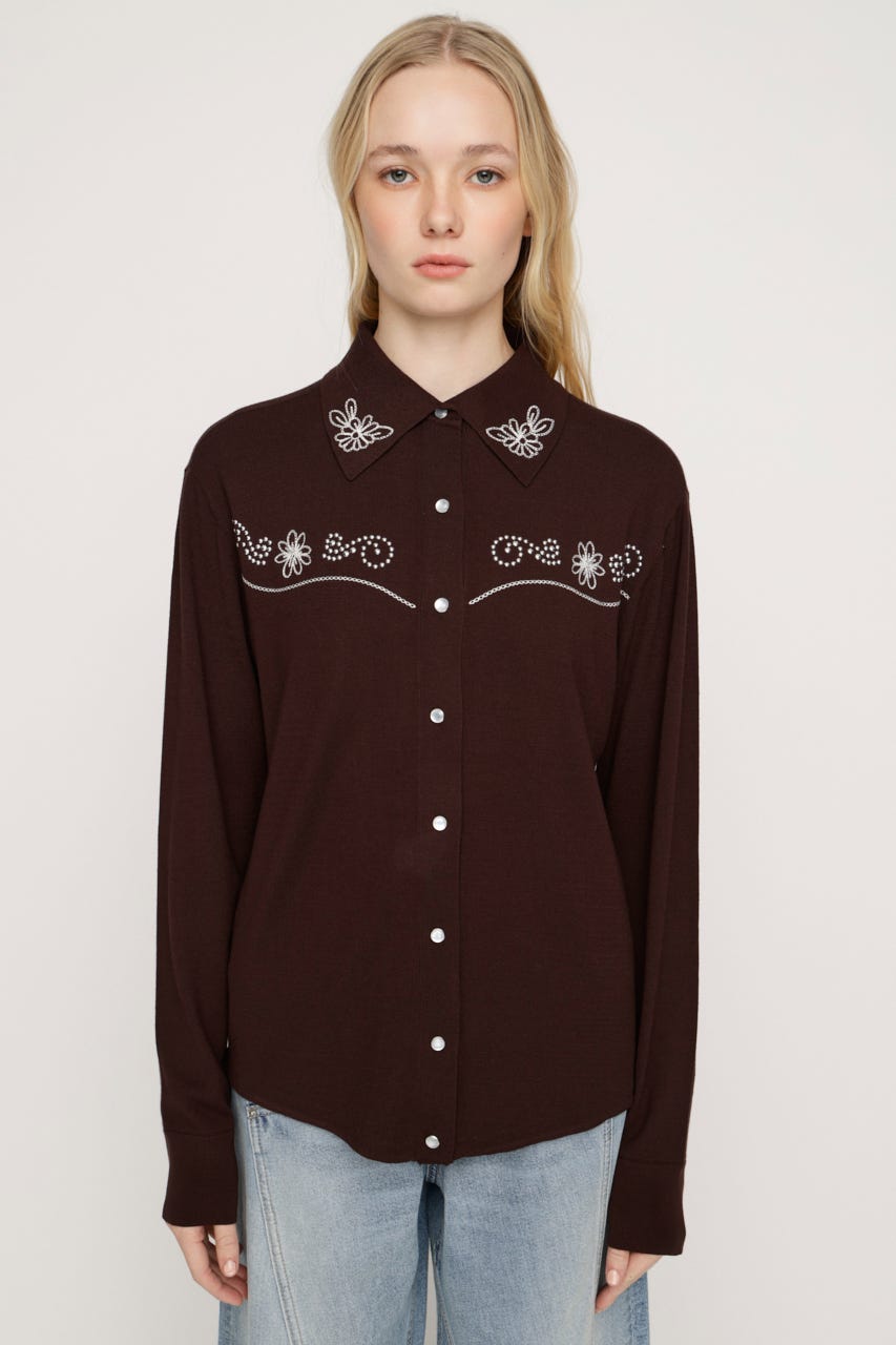 WESTERN STUDS KNIT シャツ BRN FREE