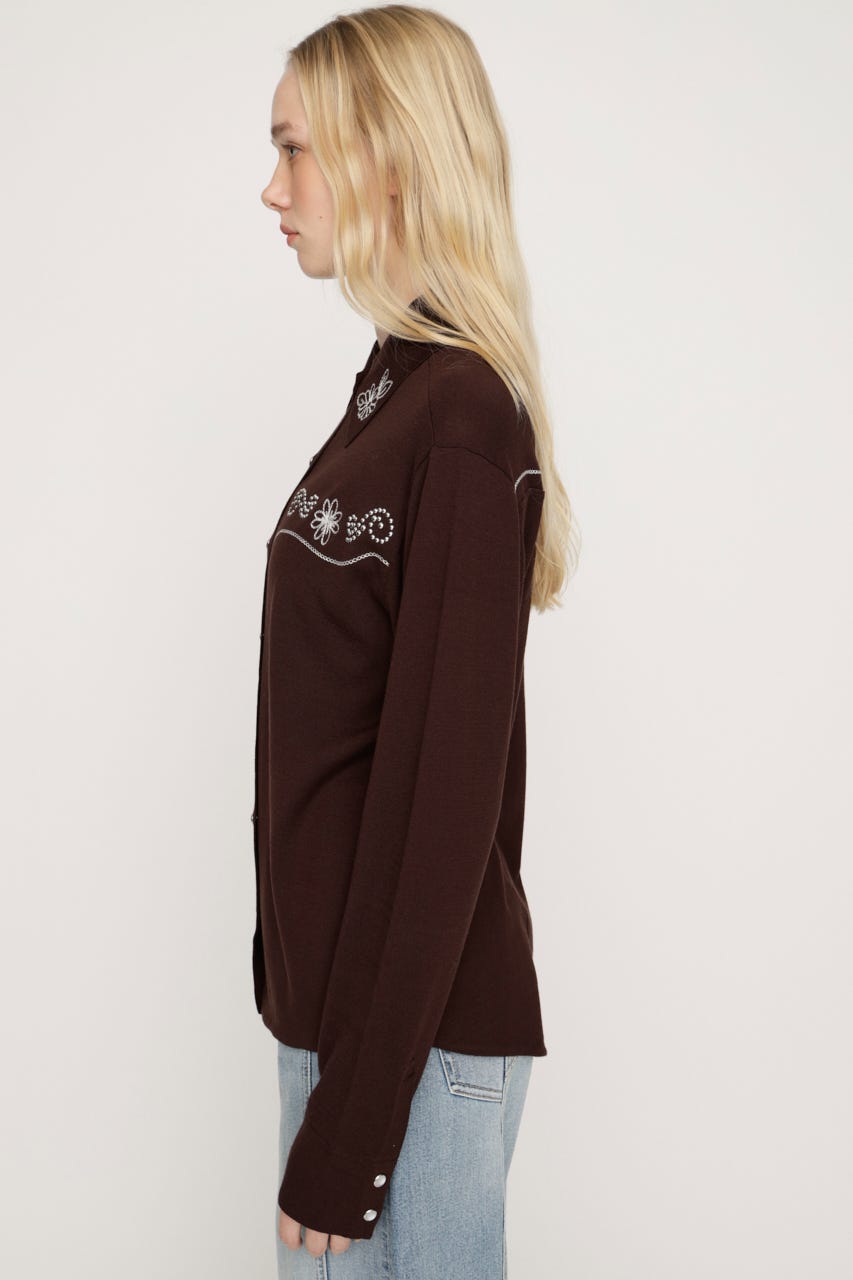 WESTERN STUDS KNIT シャツ BRN FREE