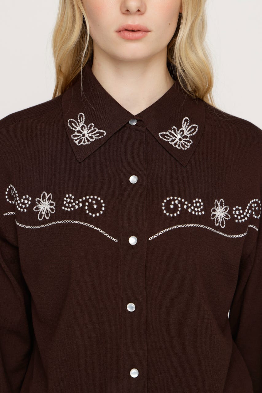WESTERN STUDS KNIT シャツ BRN FREE