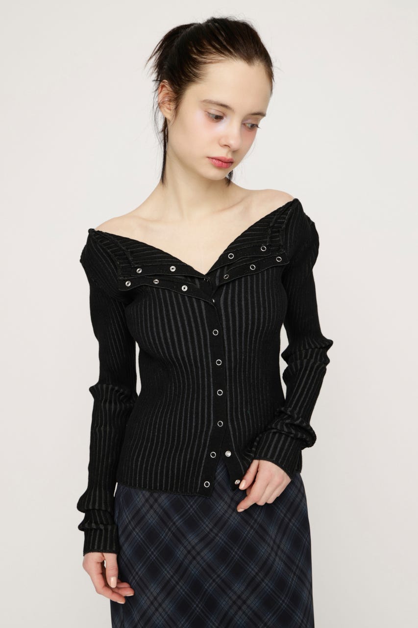 FRONT BUTTON MANYWAY トップス BLK FREE