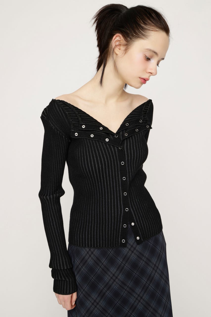 FRONT BUTTON MANYWAY トップス BLK FREE