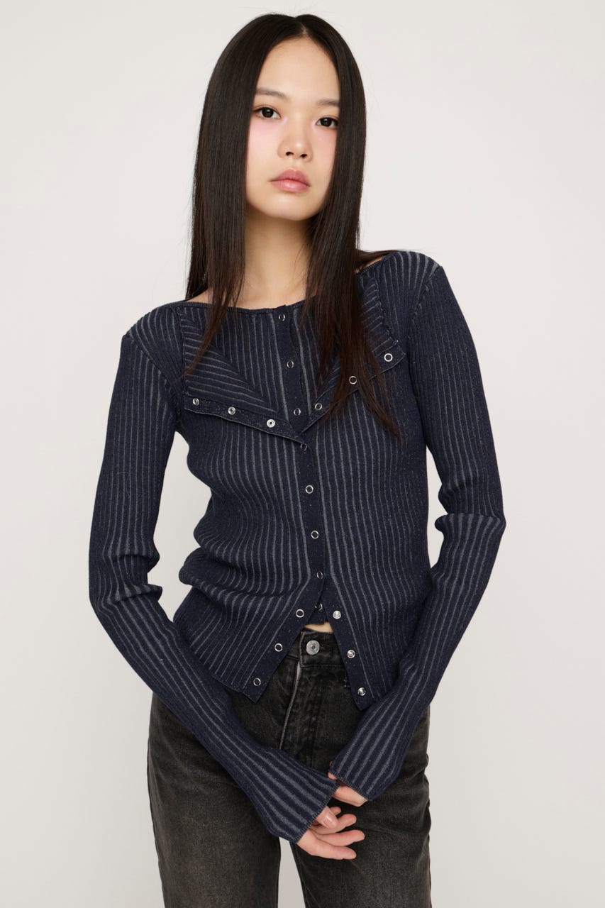FRONT BUTTON MANYWAY トップス NVY FREE