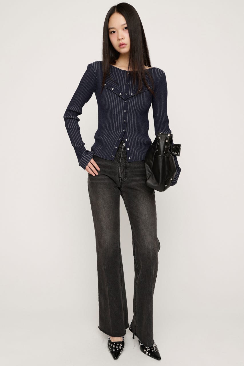 FRONT BUTTON MANYWAY トップス NVY FREE