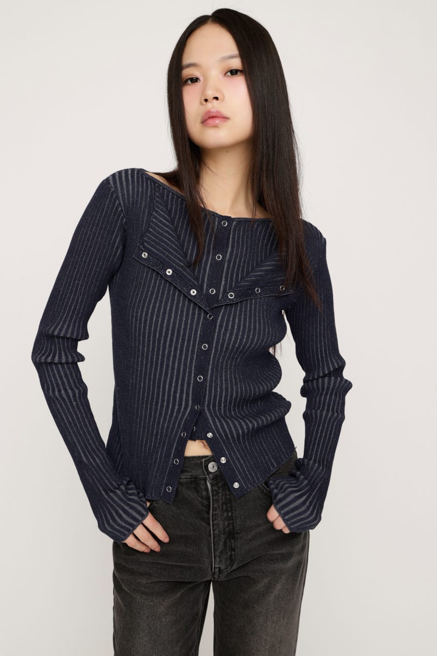 FRONT BUTTON MANYWAY トップス NVY FREE
