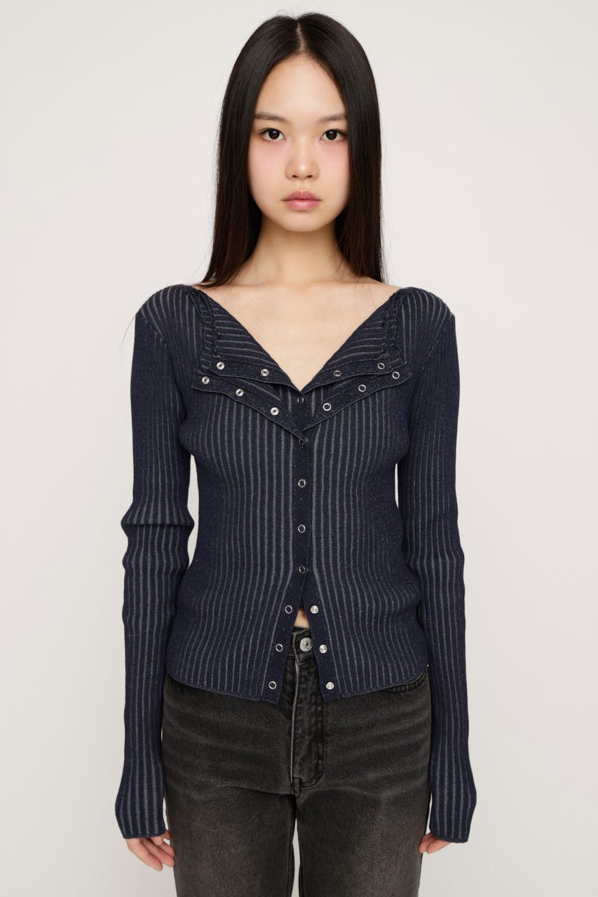 FRONT BUTTON MANYWAY トップス NVY FREE