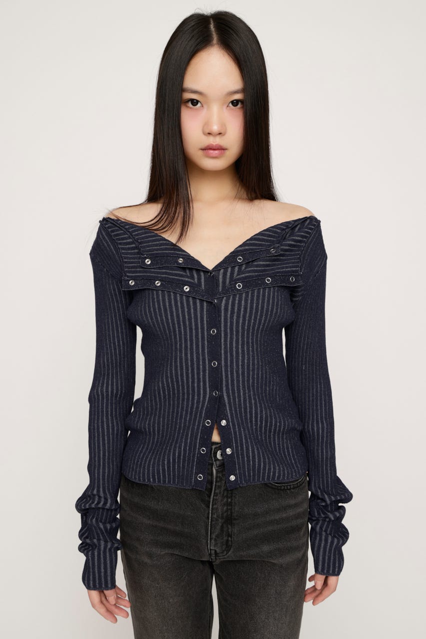 FRONT BUTTON MANYWAY トップス NVY FREE