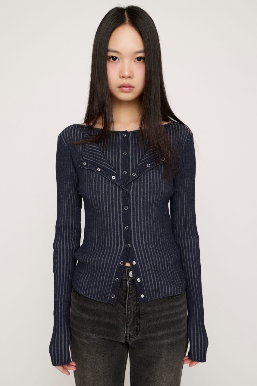 FRONT BUTTON MANYWAY トップス NVY FREE