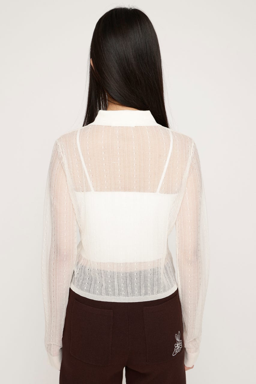 SHEER CABLE KNIT COMPACT シャツ O/WHT FREE