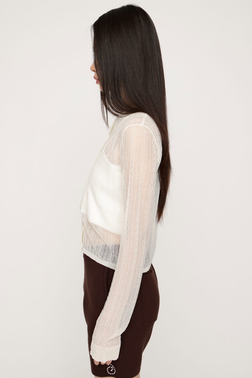 SHEER CABLE KNIT COMPACT シャツ O/WHT FREE