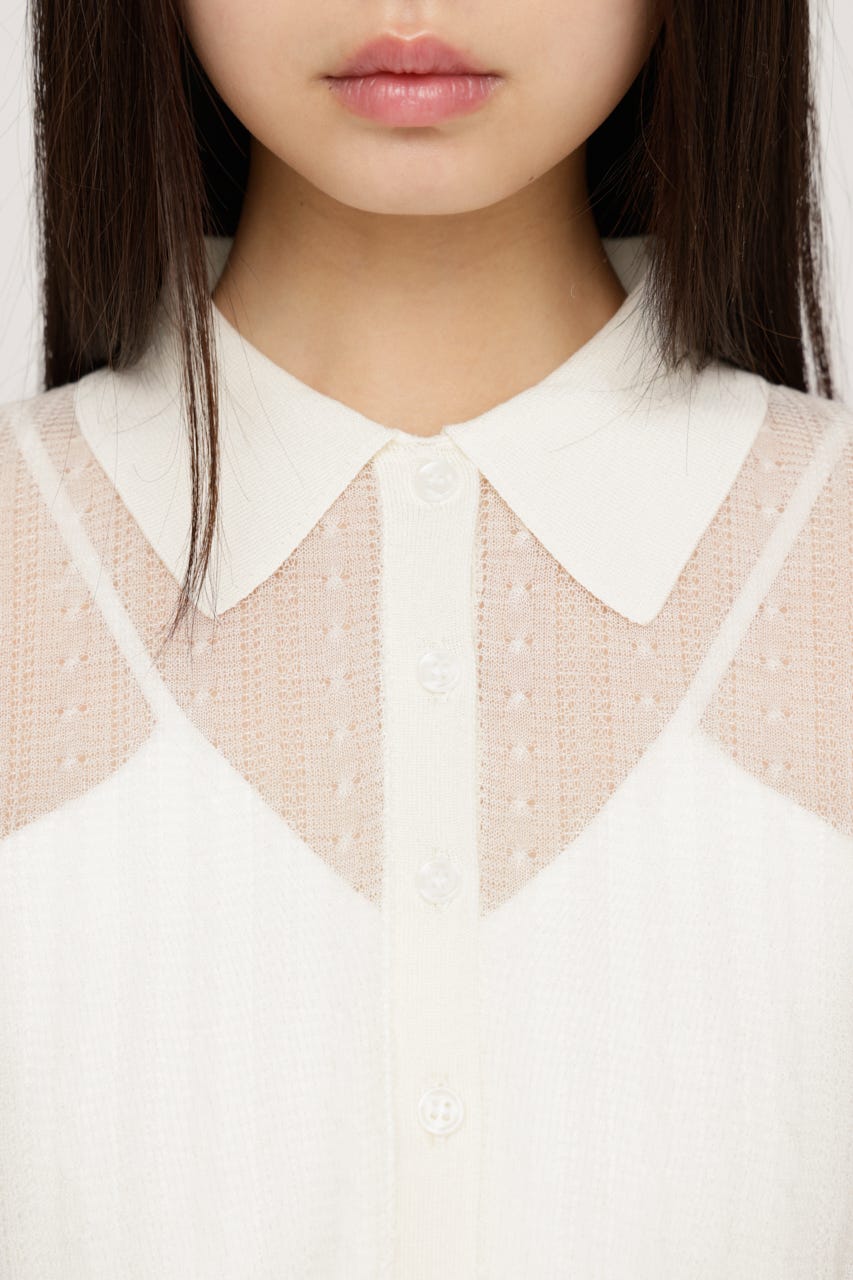 SHEER CABLE KNIT COMPACT シャツ O/WHT FREE