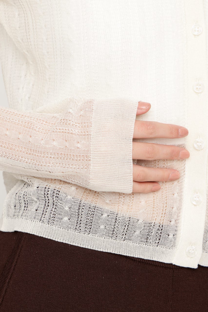 SHEER CABLE KNIT COMPACT シャツ O/WHT FREE