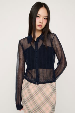 SHEER CABLE KNIT COMPACT シャツ