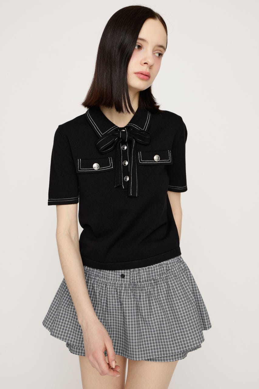 STICH COMPACT KNIT トップス BLK FREE
