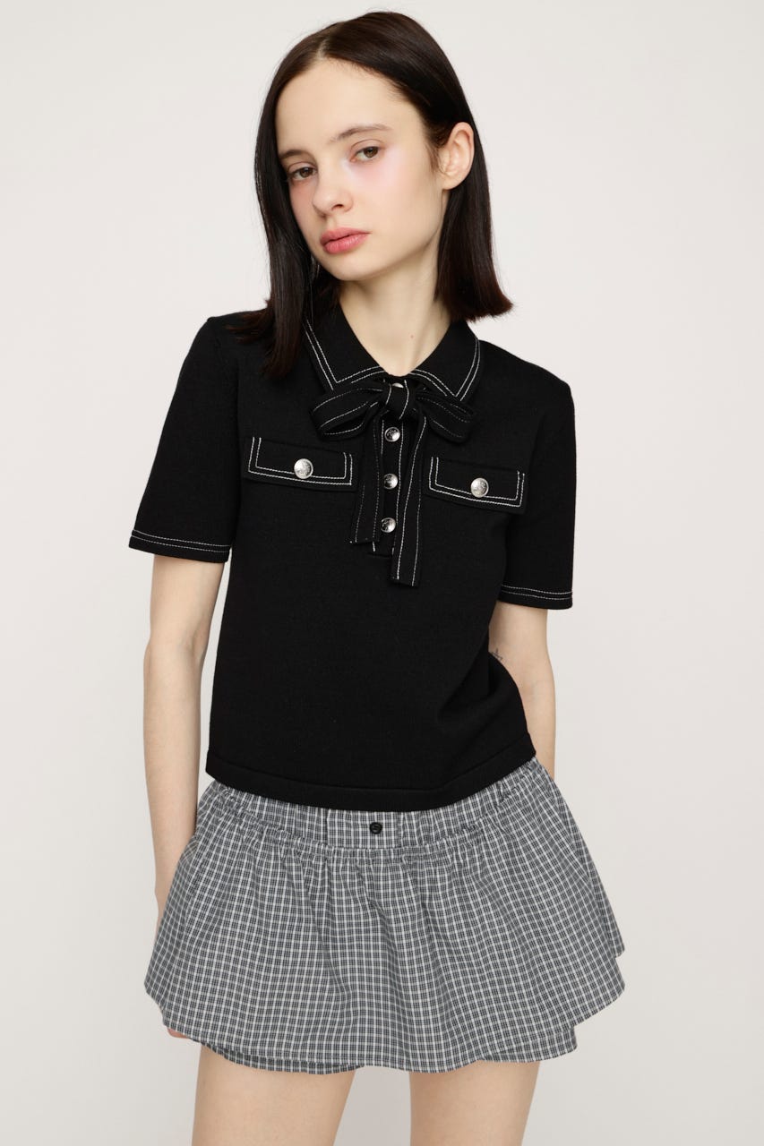 STICH COMPACT KNIT トップス BLK FREE