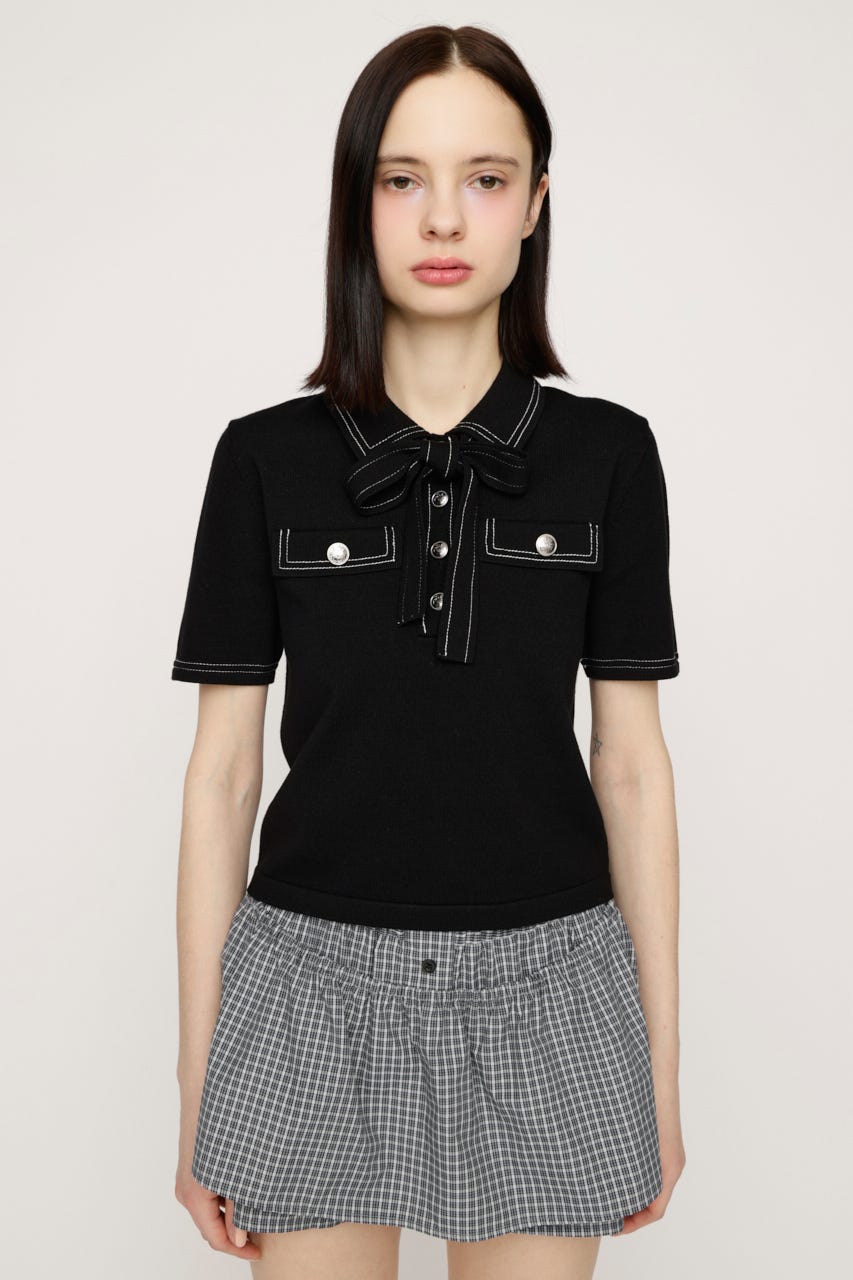 STICH COMPACT KNIT トップス BLK FREE