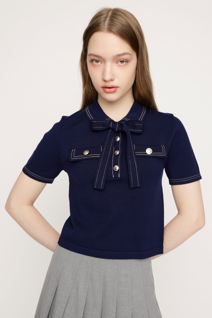 STICH COMPACT KNIT トップス NVY FREE