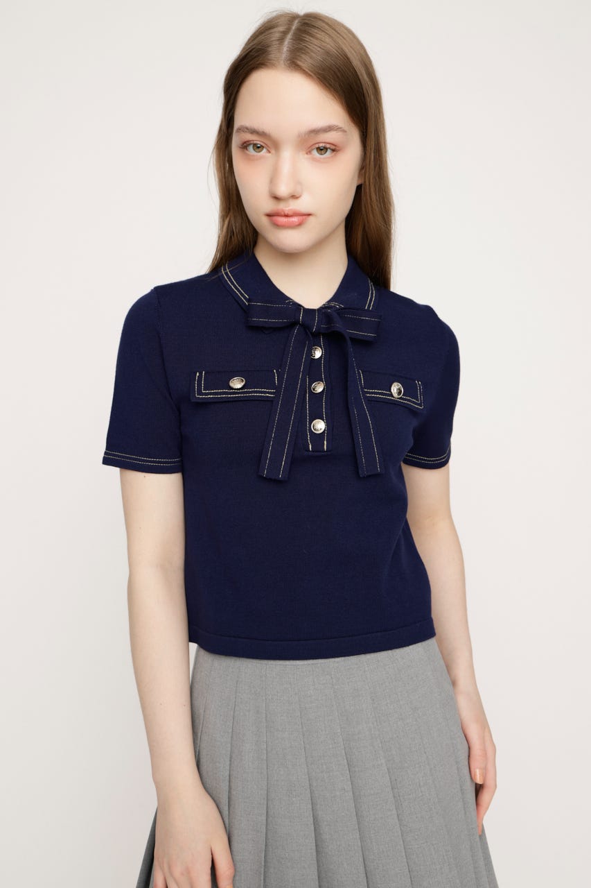 STICH COMPACT KNIT トップス NVY FREE