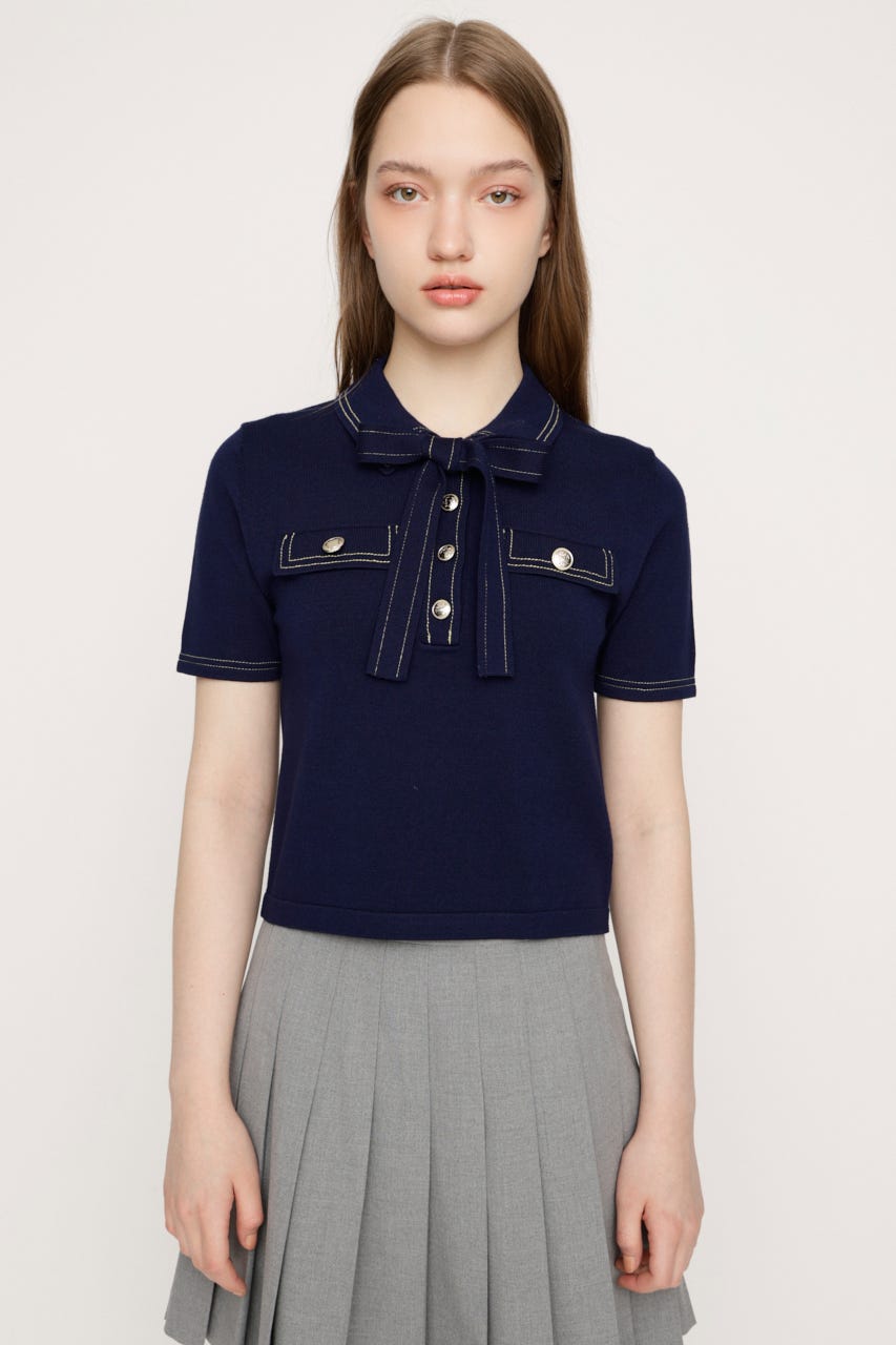 STICH COMPACT KNIT トップス NVY FREE