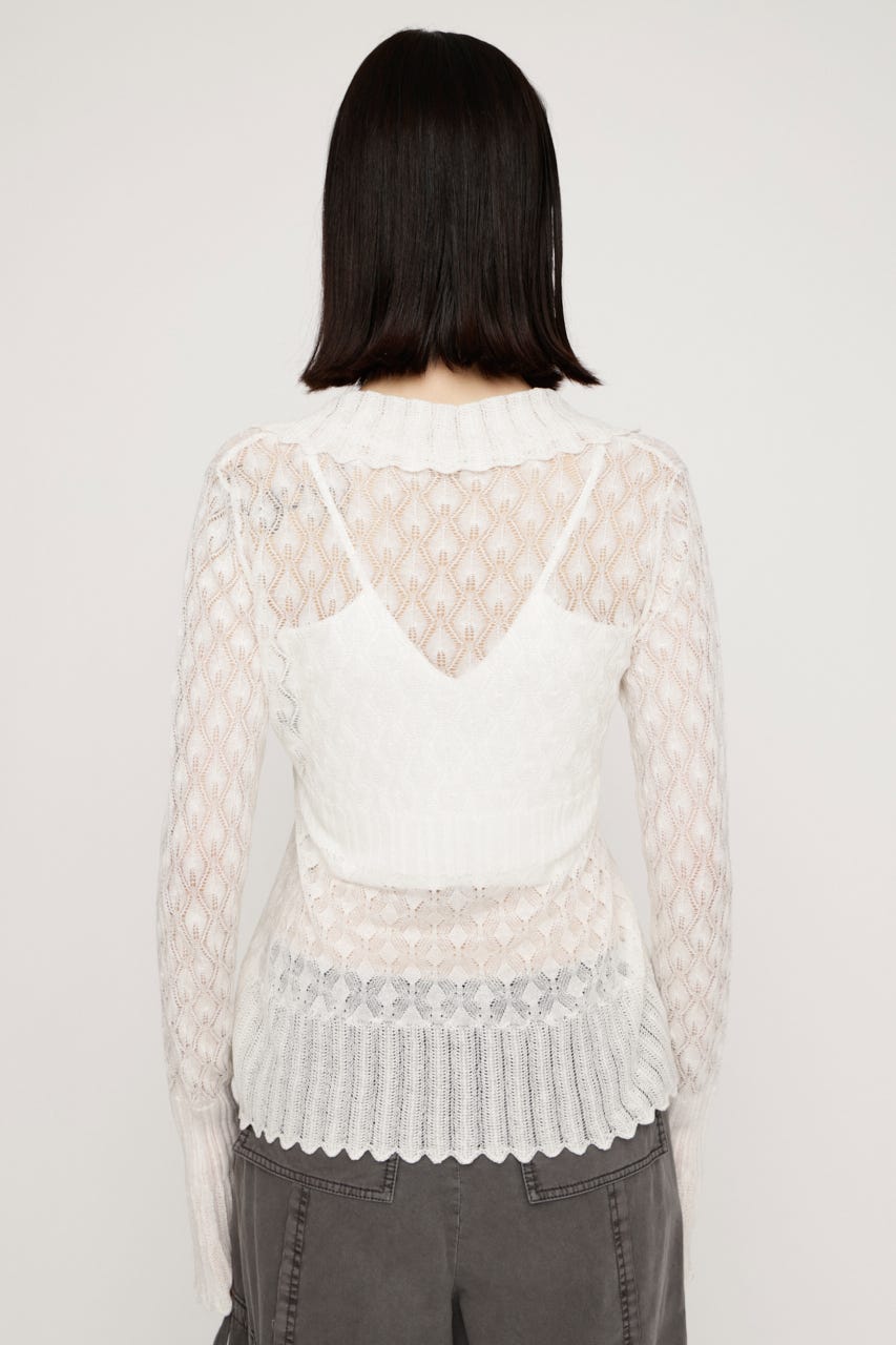 FRILL OPENWORK KNITTING カーディガン O/WHT FREE