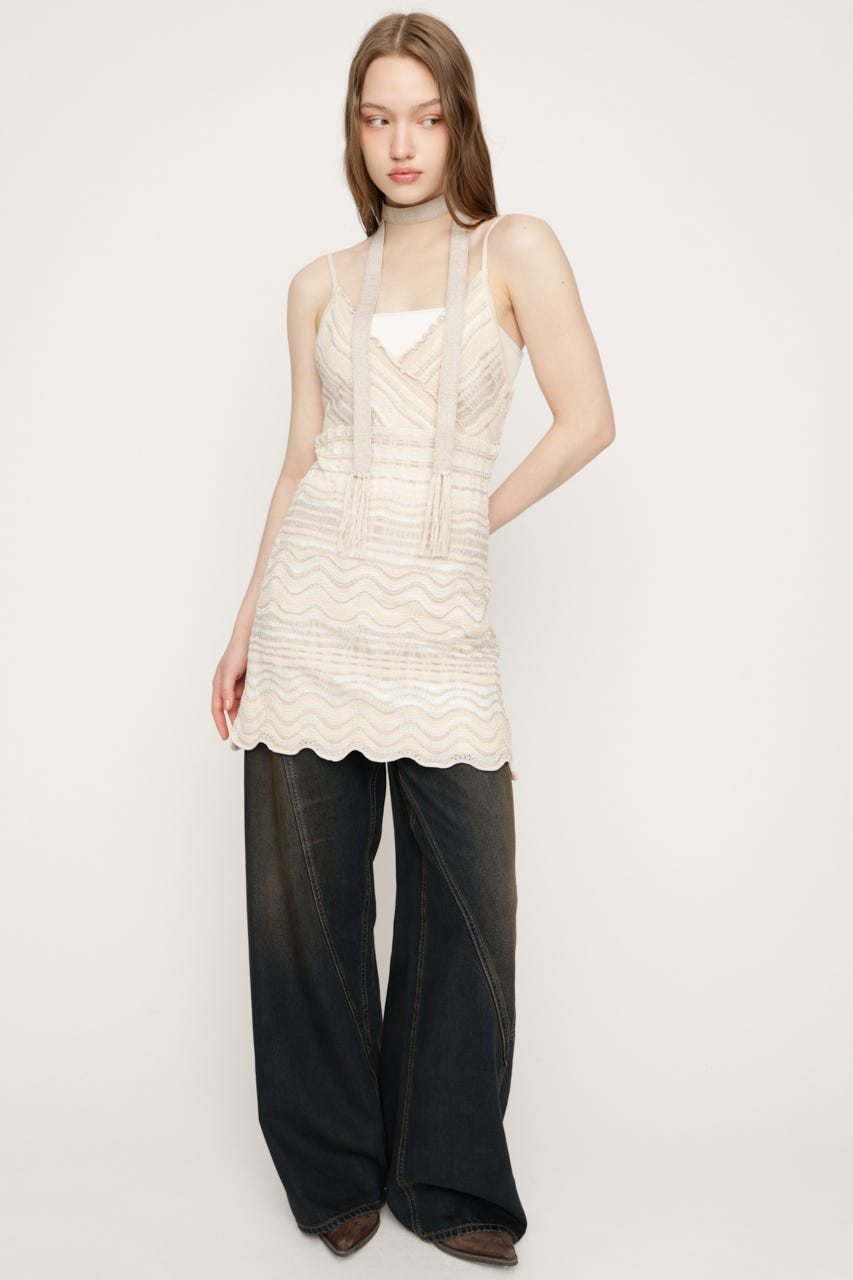 KNIT FRILL CAMI トップス IVOY FREE