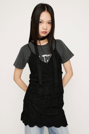 KNIT FRILL CAMI トップス