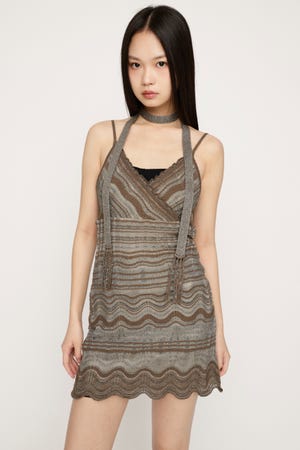 KNIT FRILL CAMI トップス