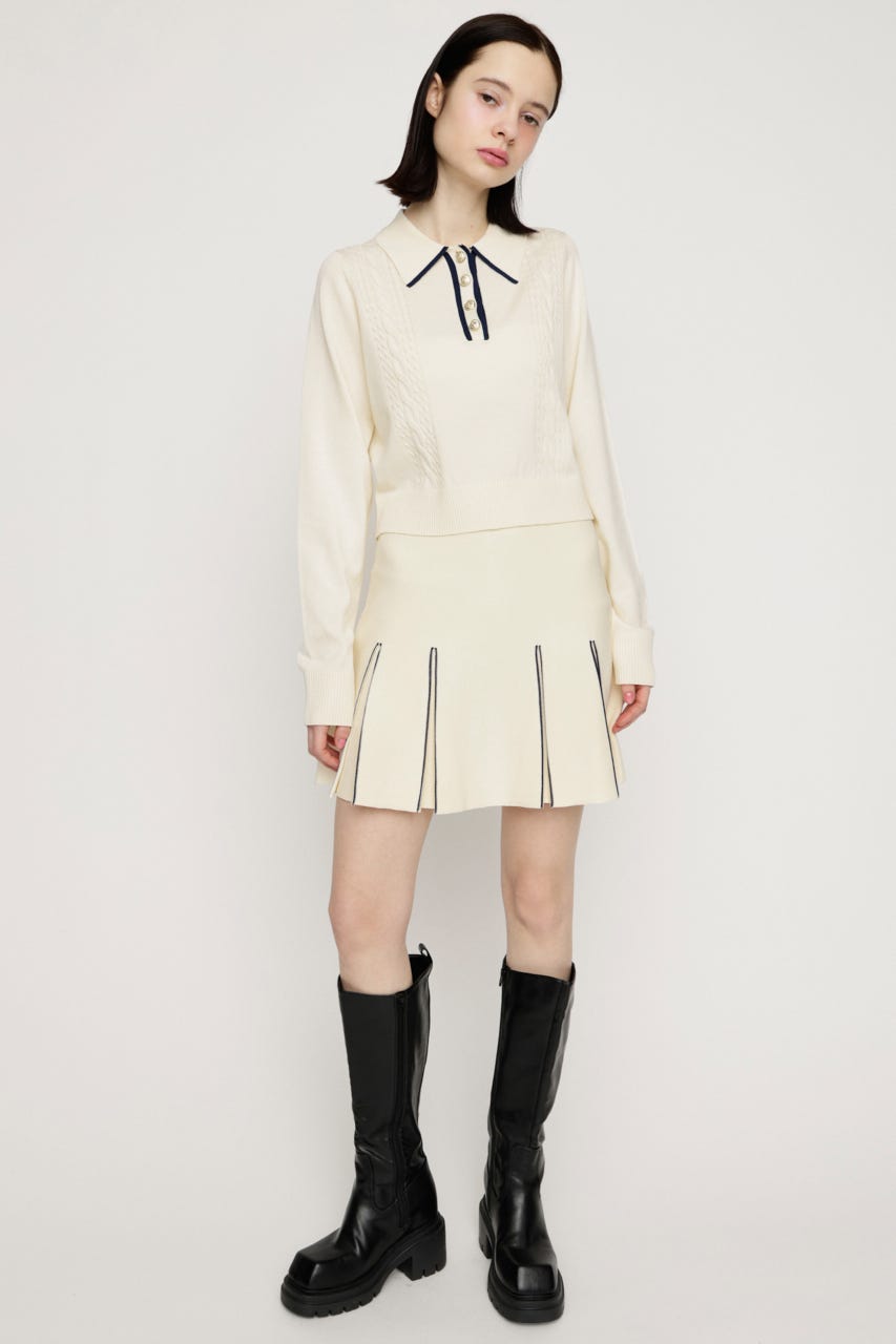 BICOLOR CABLE KNIT トップス IVOY FREE