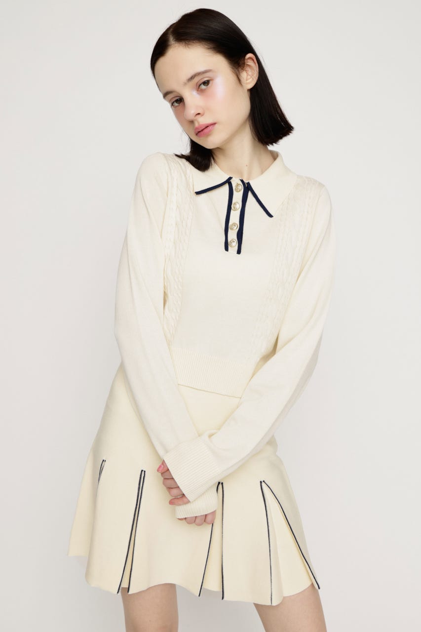 BICOLOR CABLE KNIT トップス IVOY FREE