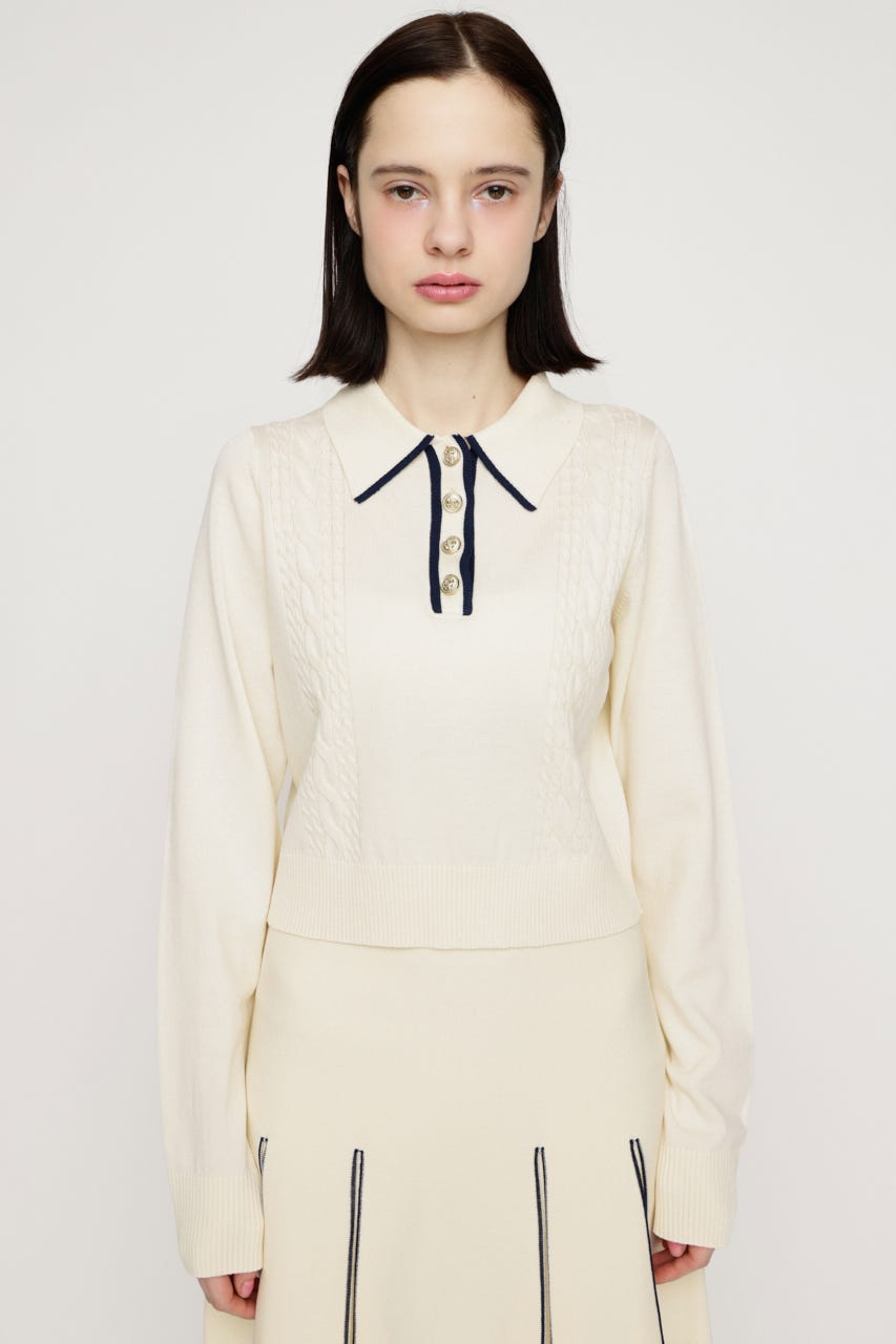 BICOLOR CABLE KNIT トップス IVOY FREE