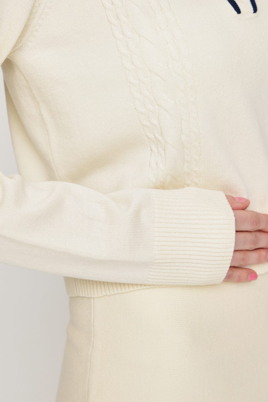 BICOLOR CABLE KNIT トップス IVOY FREE