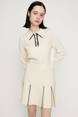 BICOLOR CABLE KNIT トップス