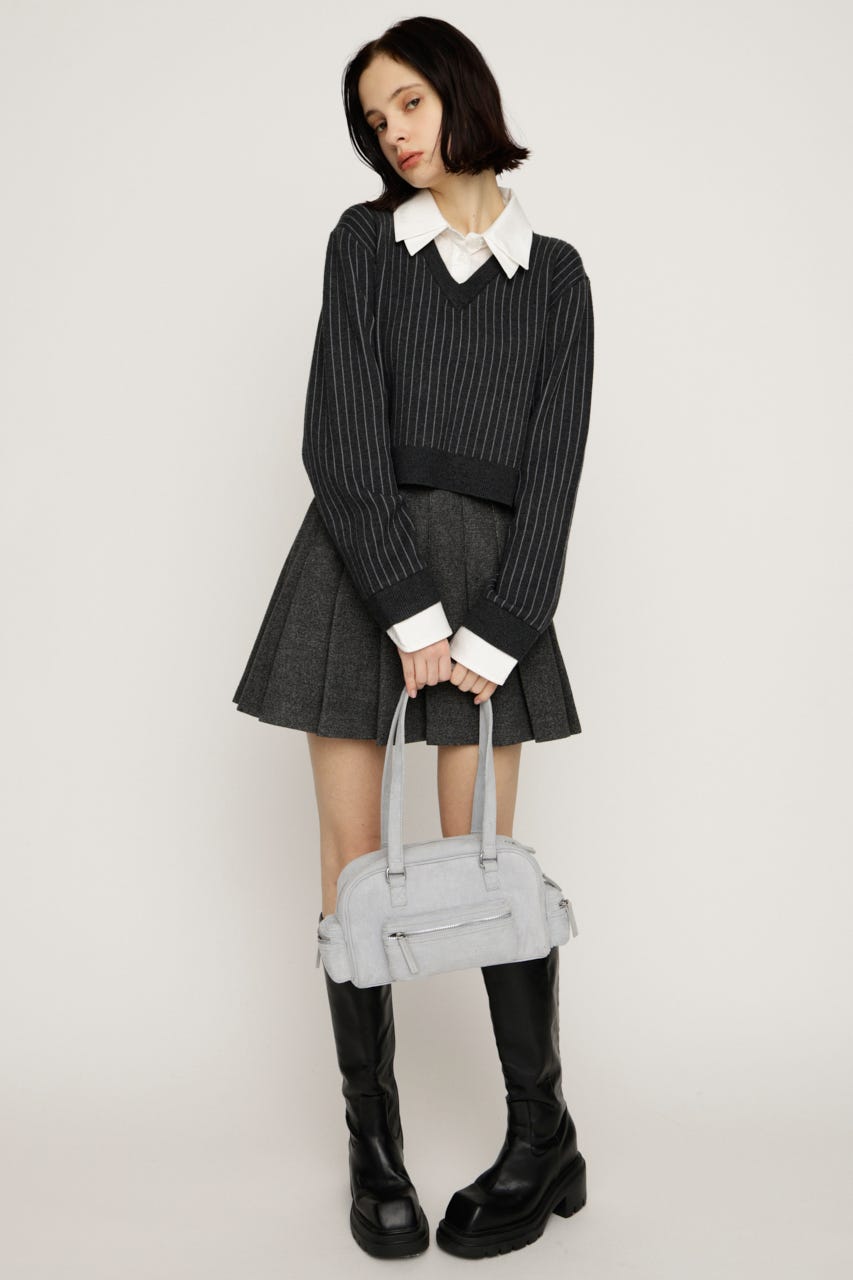 【完売カラーの再販予約スタート！】【LIMITED ITEM】LAYERED LIKE CROP KNIT トップス M/GRY FREE