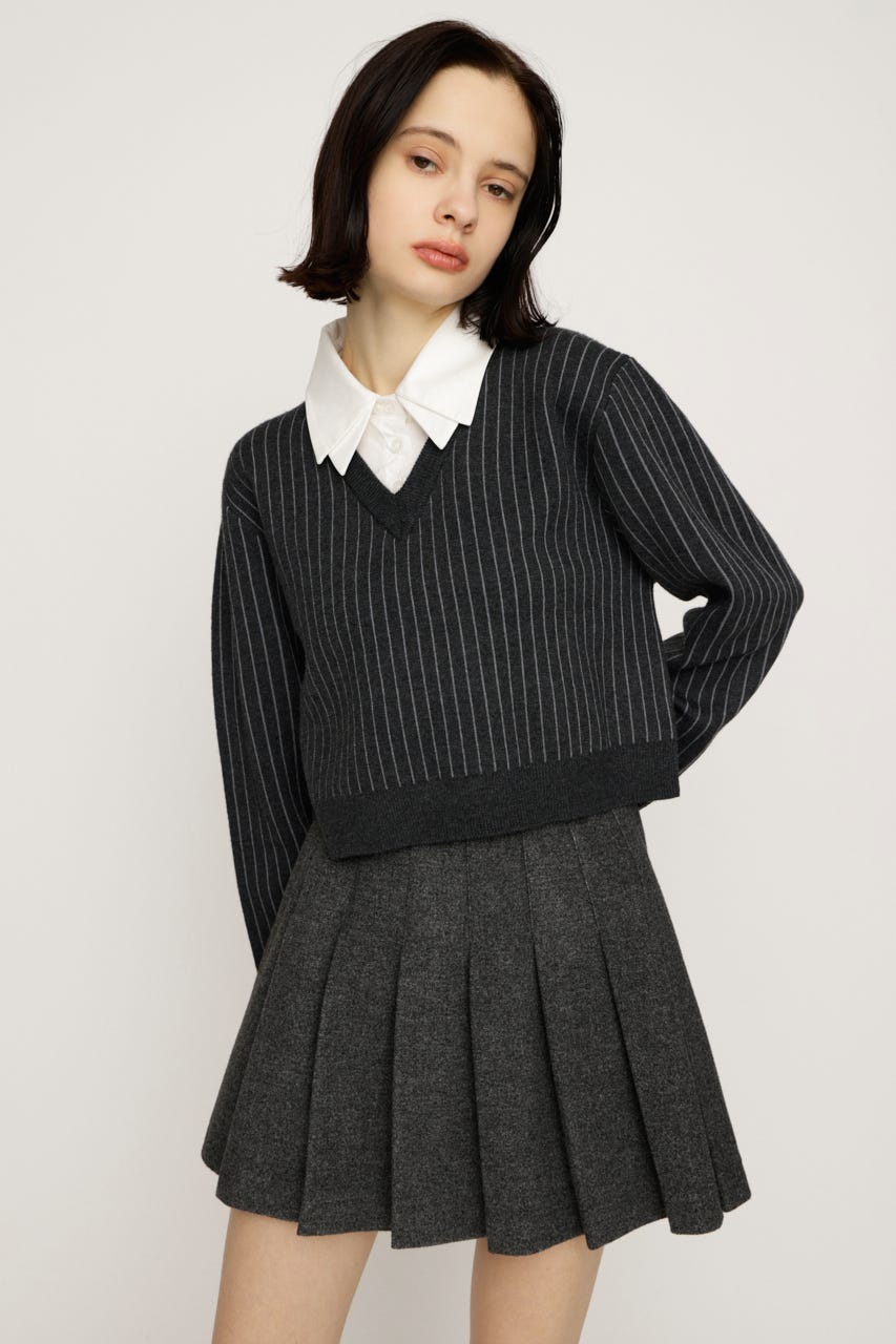 【完売カラーの再販予約スタート！】【LIMITED ITEM】LAYERED LIKE CROP KNIT トップス M/GRY FREE