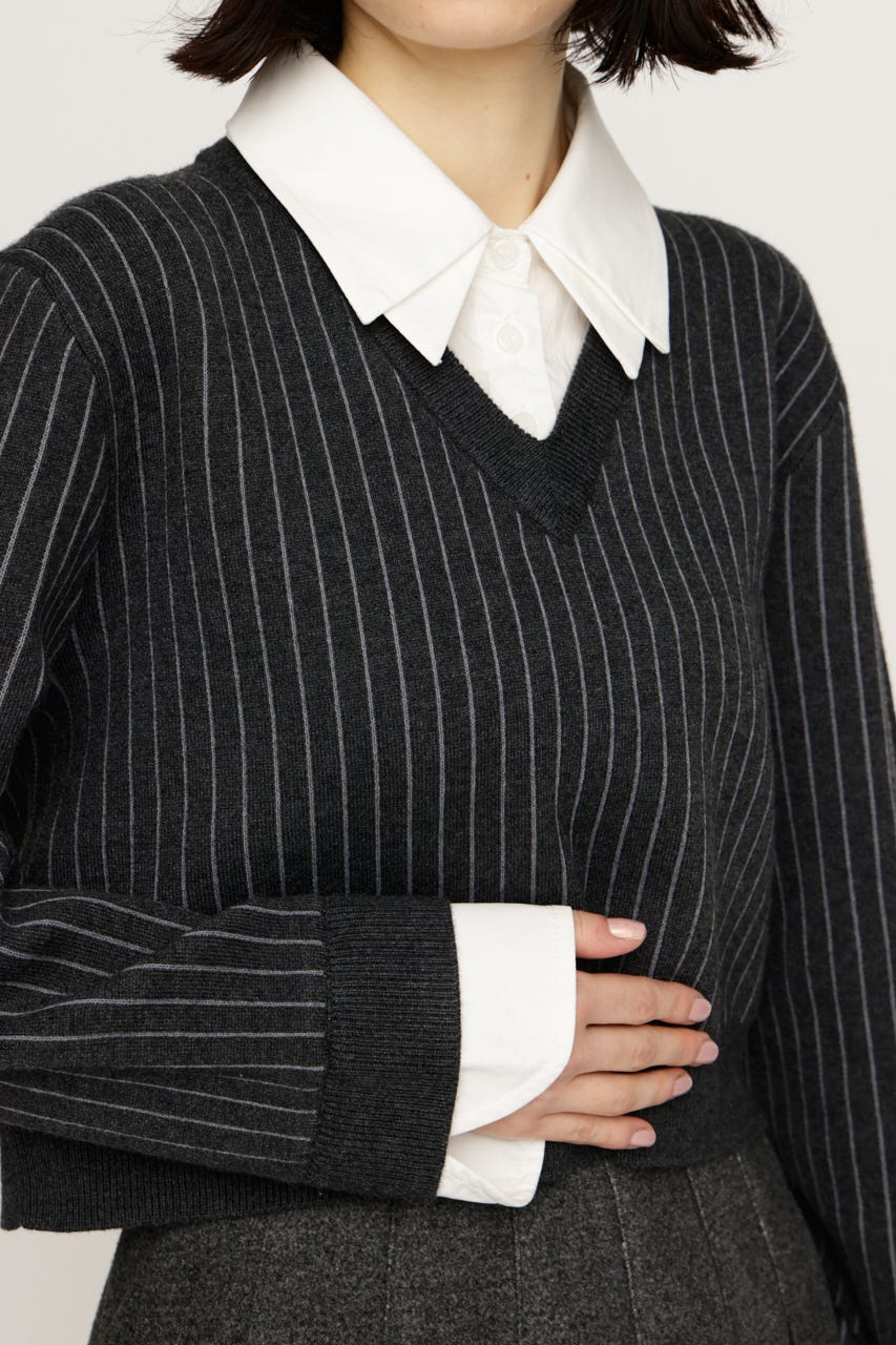 【完売カラーの再販予約スタート！】【LIMITED ITEM】LAYERED LIKE CROP KNIT トップス M/GRY FREE