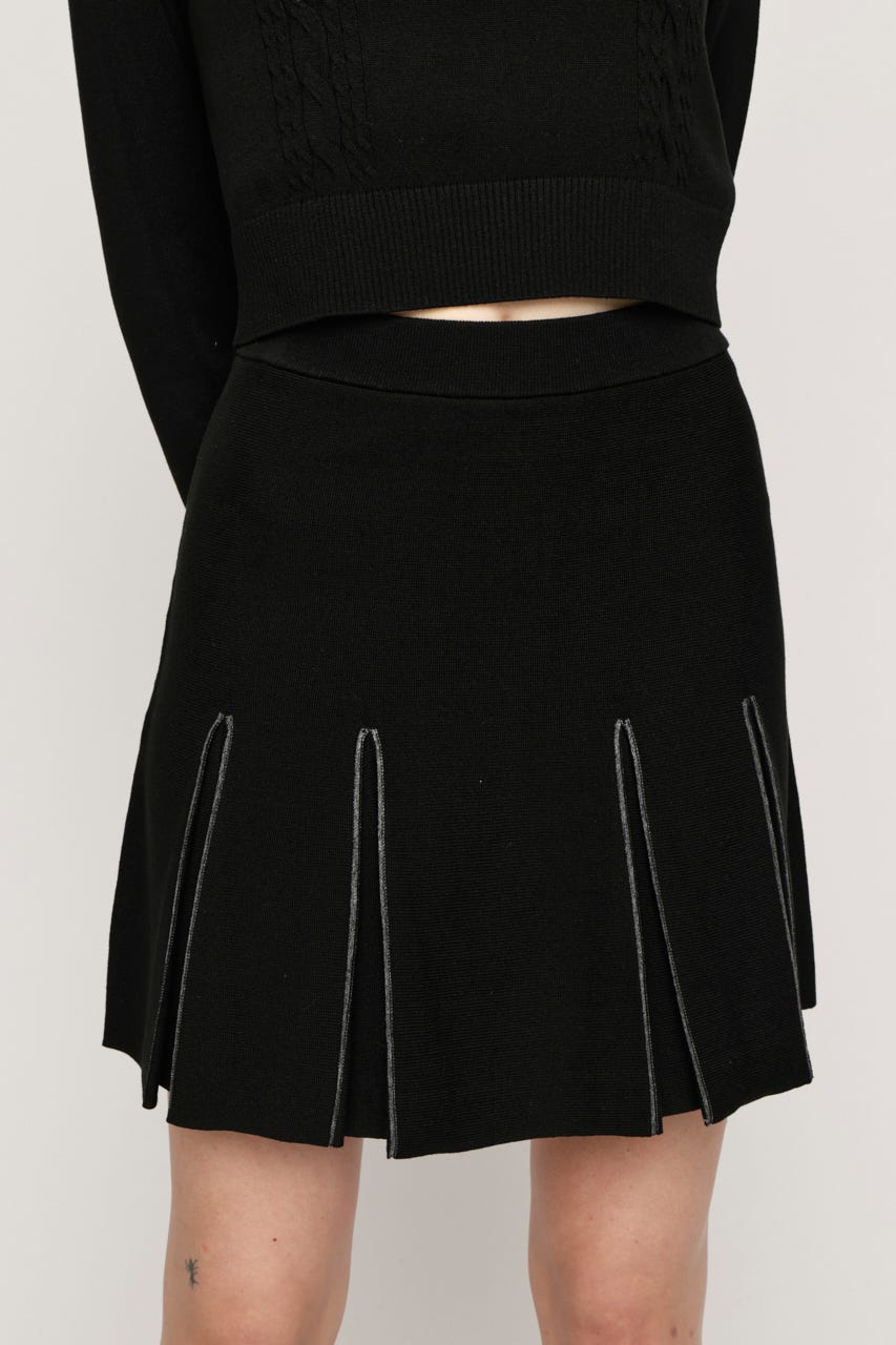 BICOLOR PLEATS ショートスカート BLK 2