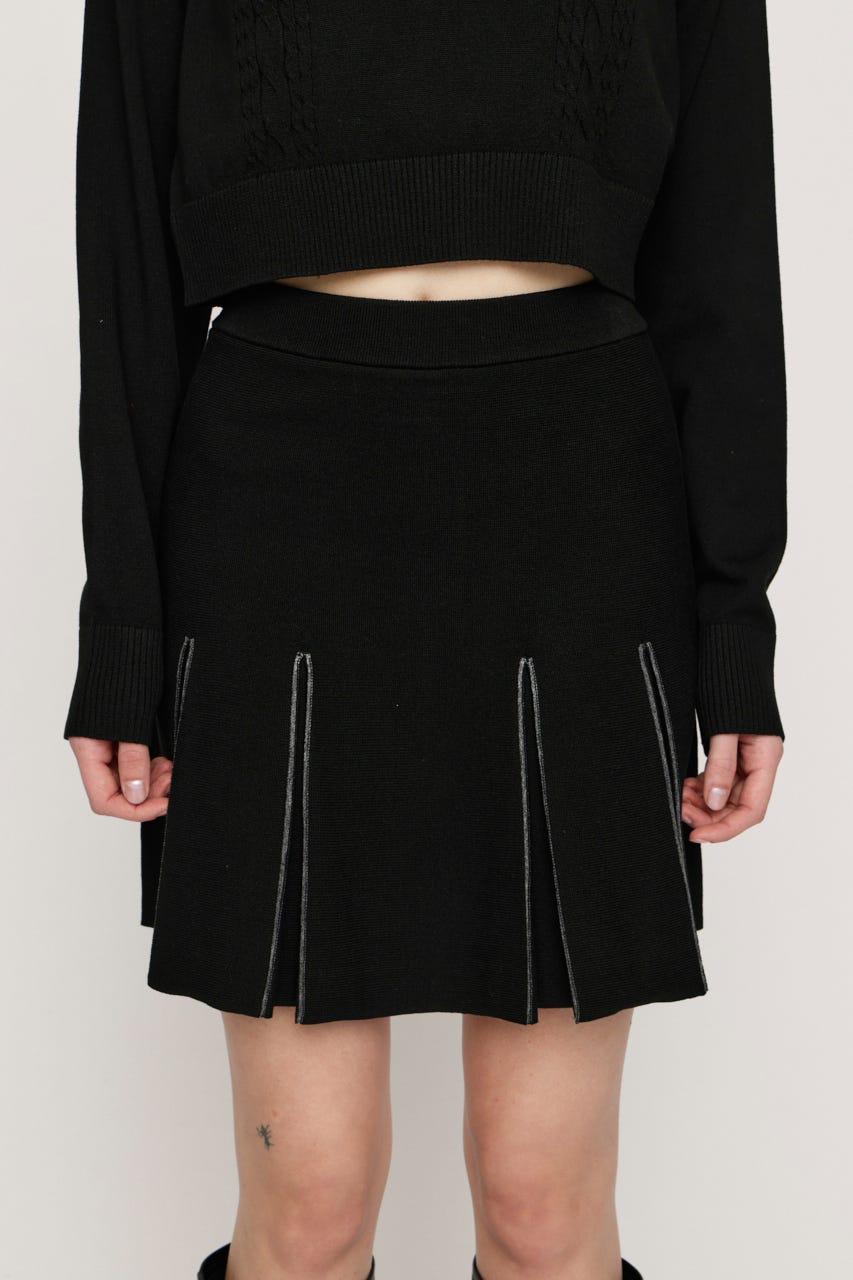 BICOLOR PLEATS ショートスカート BLK 2