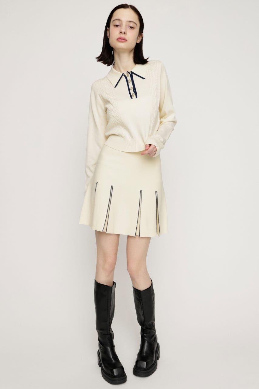 BICOLOR PLEATS ショートスカート IVOY 2