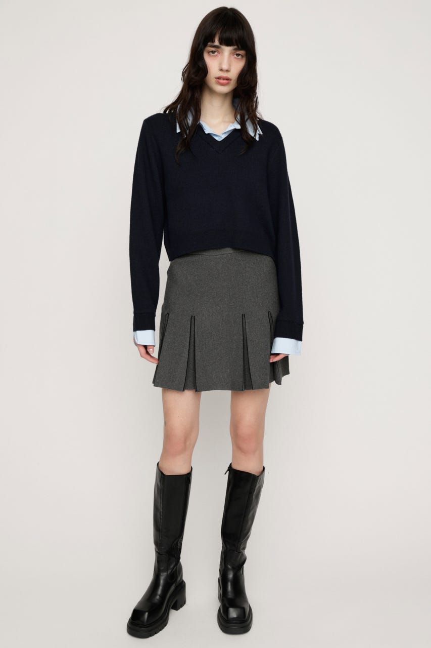 BICOLOR PLEATS ショートスカート T.GRY 1