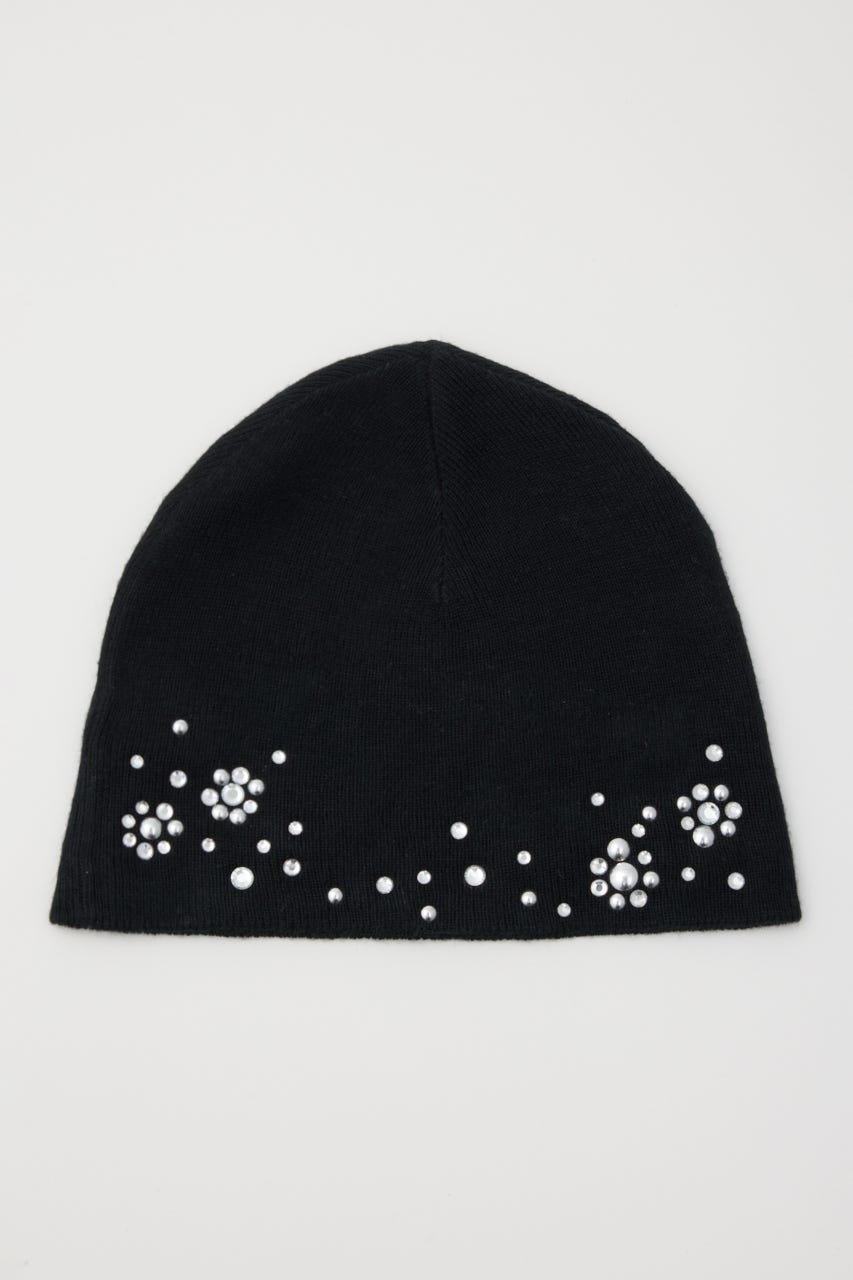 SPARKLE STUDS KNIT BEANIE BLK FREE