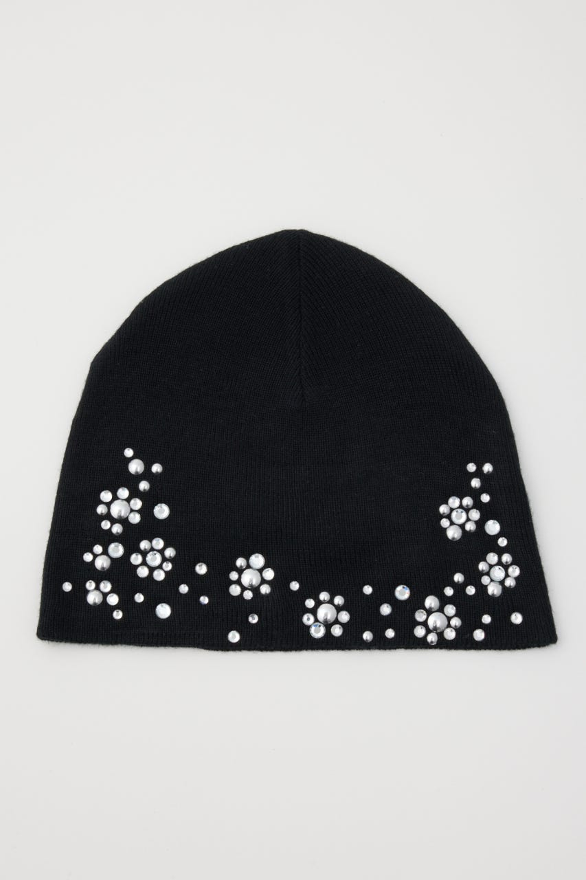 SPARKLE STUDS KNIT BEANIE BLK FREE