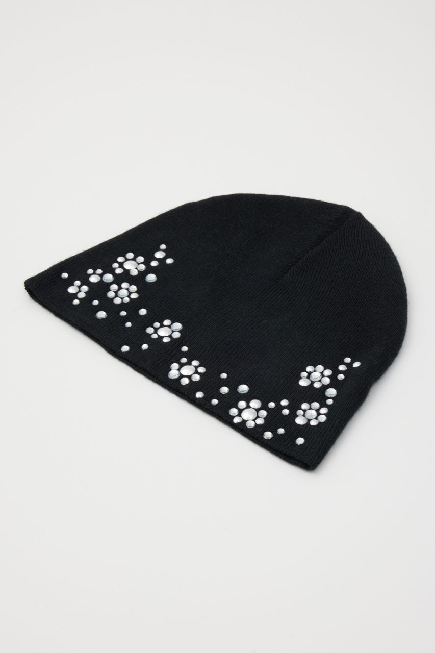 SPARKLE STUDS KNIT BEANIE BLK FREE