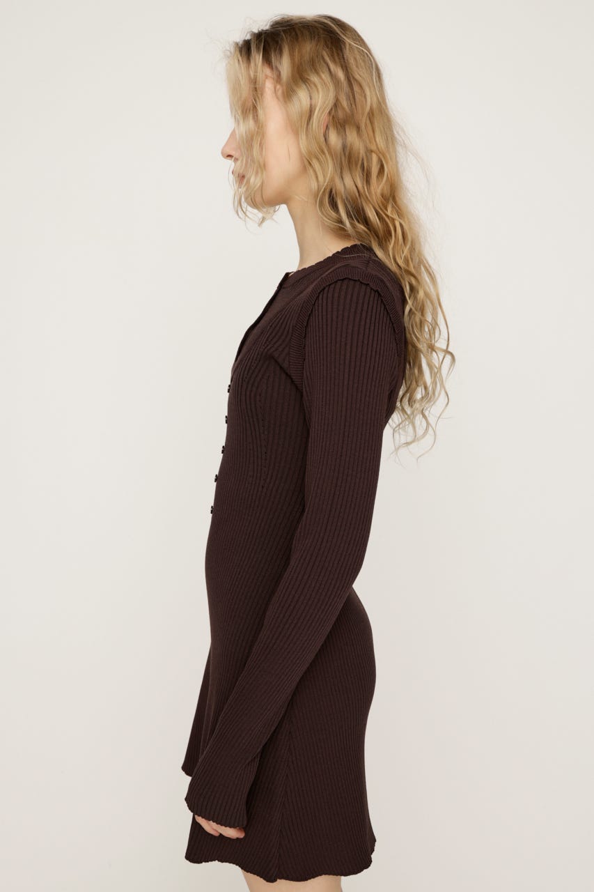 FRONT BUTTON FRILL ショートワンピース BRN 1