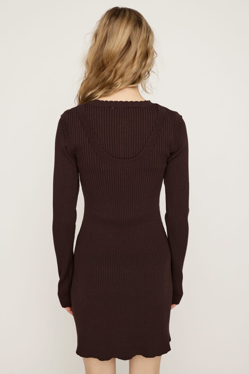 FRONT BUTTON FRILL ショートワンピース BRN 1