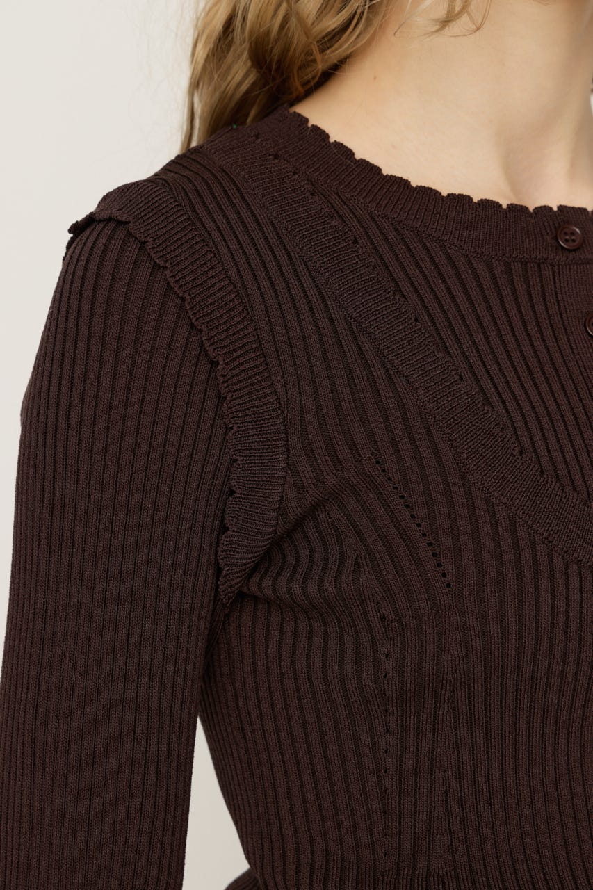 FRONT BUTTON FRILL ショートワンピース BRN 1