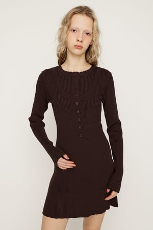 FRONT BUTTON FRILL ショートワンピース