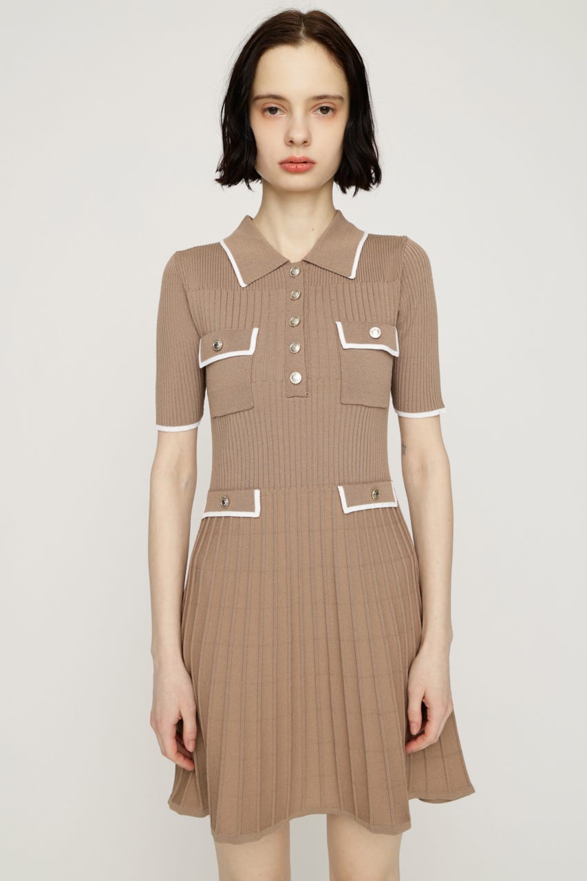 COLLARED FRONT PK ショートワンピース BEG 1