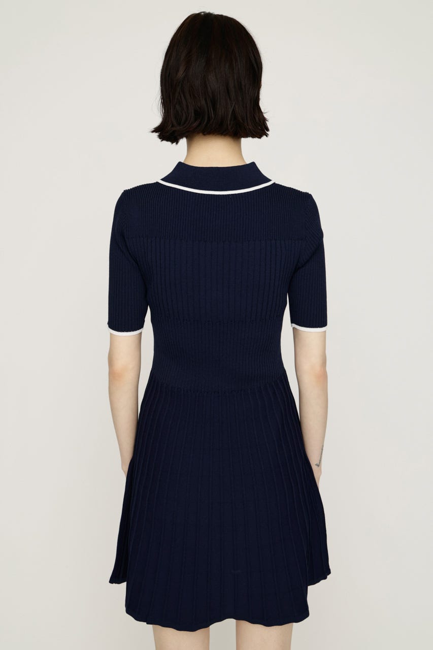COLLARED FRONT PK ショートワンピース NVY 2