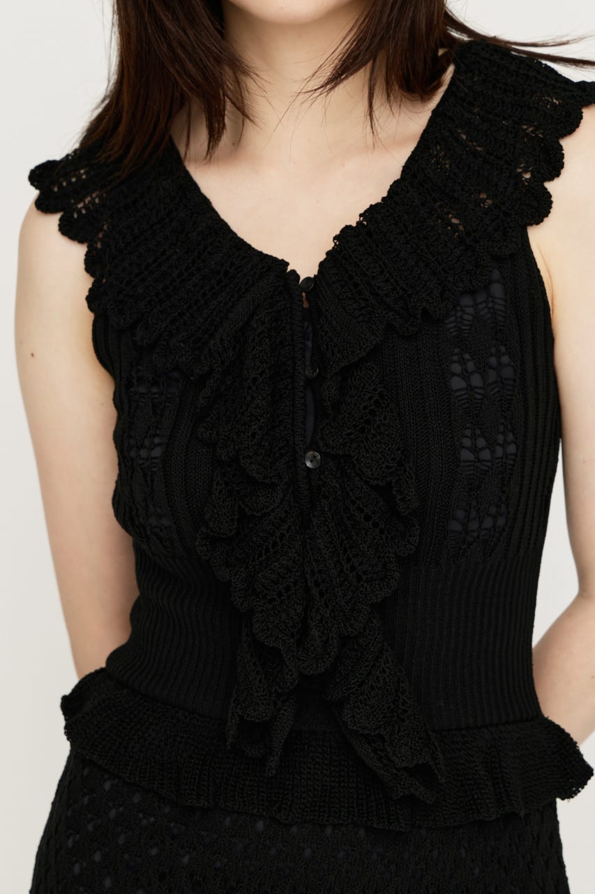 LACE KNITTING CAMI ロングワンピース BLK FREE