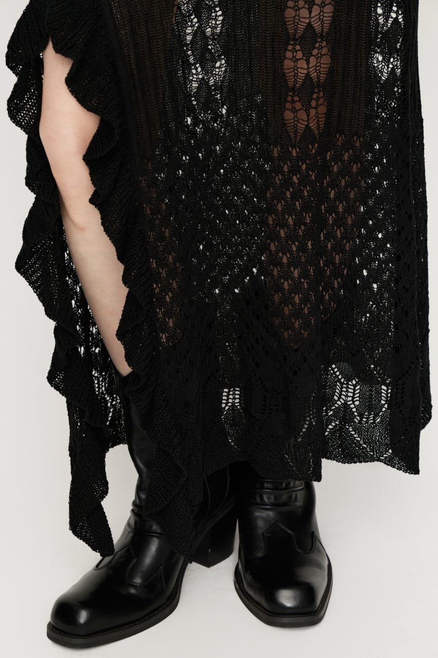 LACE KNITTING CAMI ロングワンピース BLK FREE